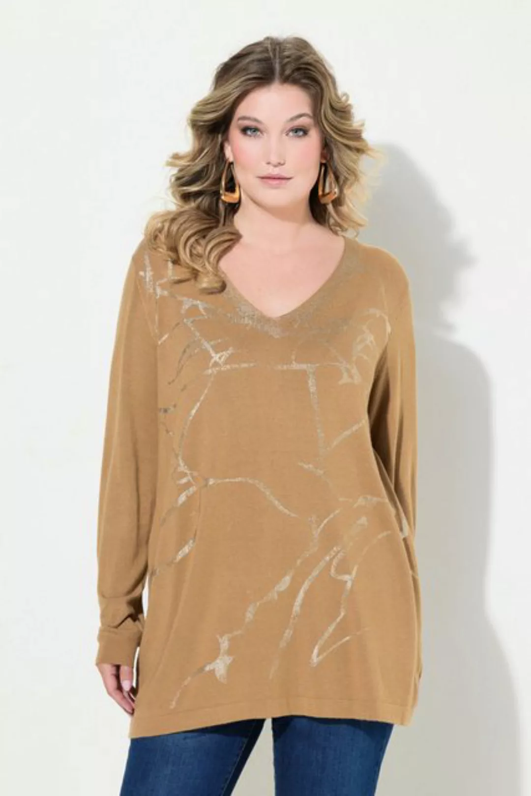 MIAMODA Strickpullover Pullover A-Linie Metallic-Marmormuster günstig online kaufen