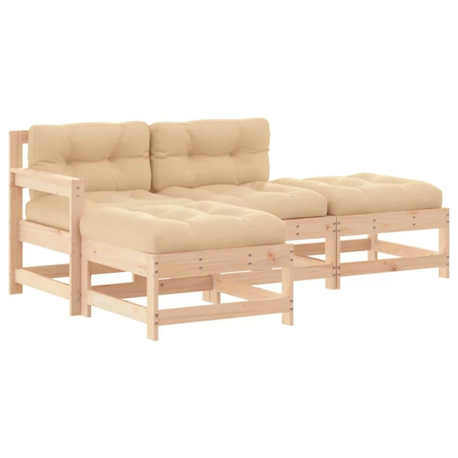 vidaXL 4-tlg Garten-Lounge-Set mit Kissen Massivholz Modell 2 günstig online kaufen