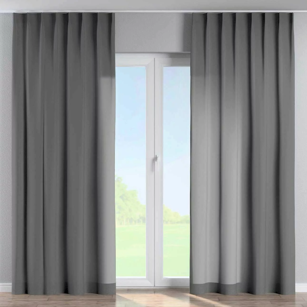 Vorhang mit flämischen 1-er Falten, grau, Quadro (136-14) günstig online kaufen
