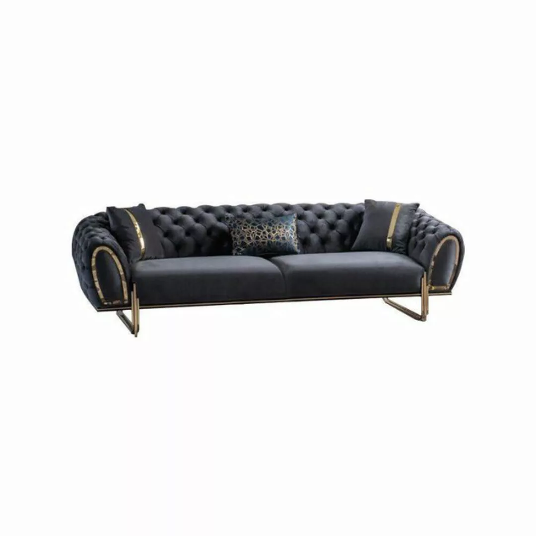 JVmoebel Sofa Chesterfield Schwarze Polstergarnitur Moderne Sofas Luxuriöse günstig online kaufen