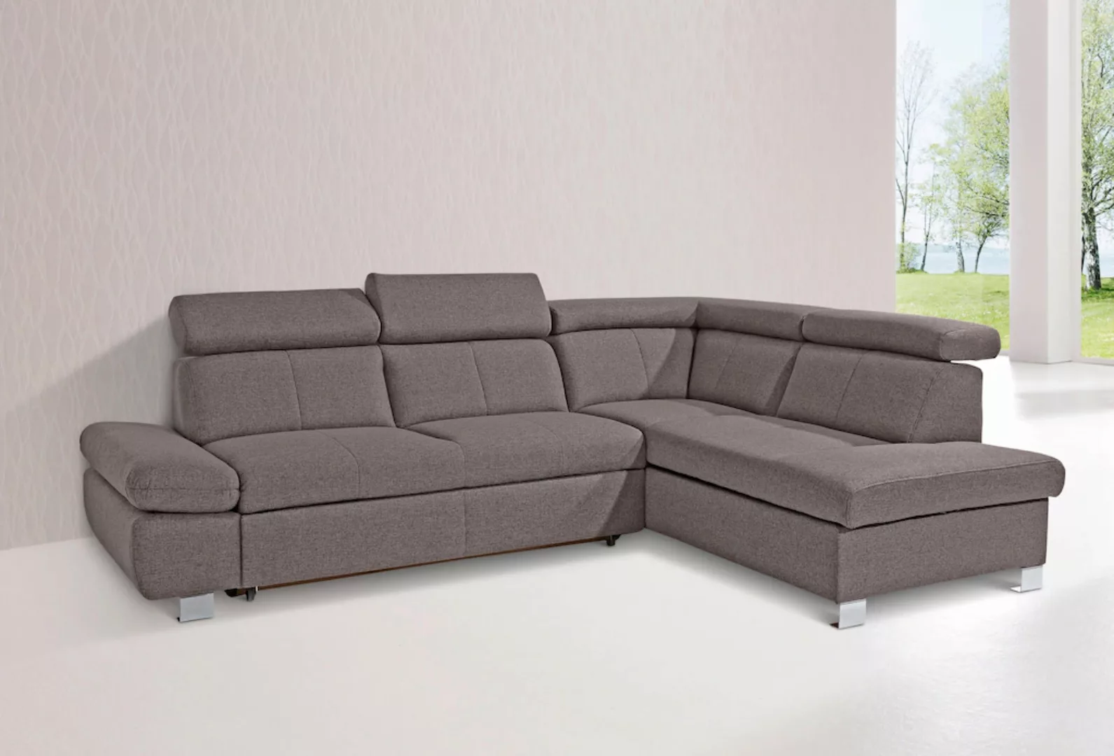 exxpo - sofa fashion Ecksofa "Happy, L-Form", mit Ottomane, wahlweise mit B günstig online kaufen