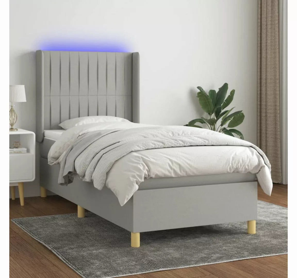 vidaXL Boxspringbett Bett Boxspringbett mit Matratze und LED Stoff (90 x 20 günstig online kaufen