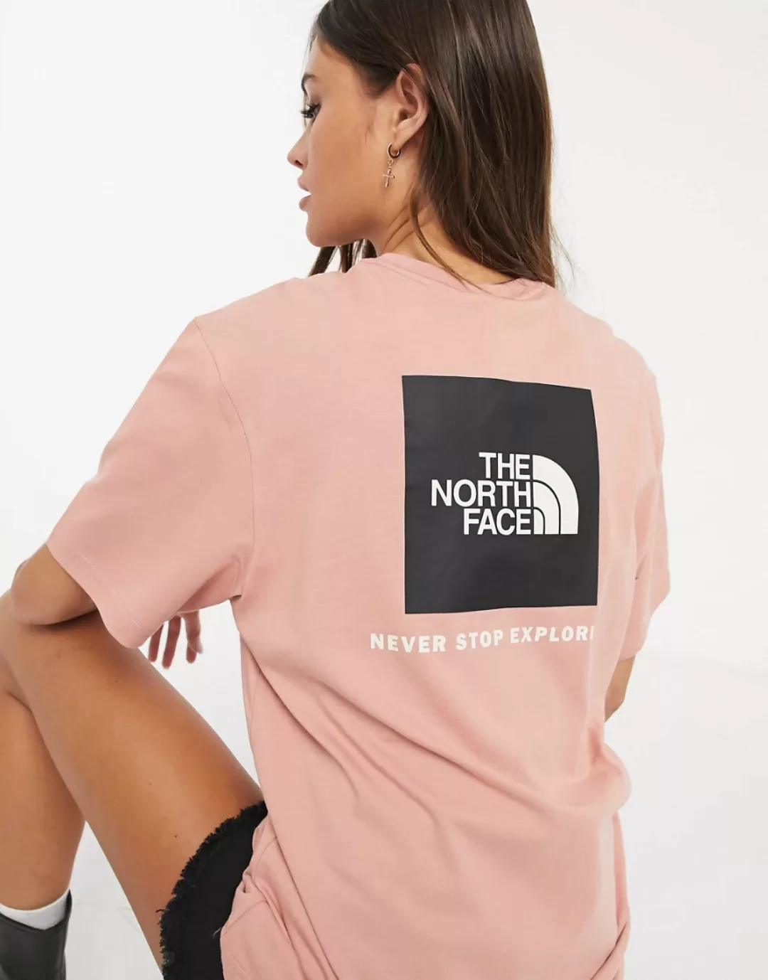 The North Face – Red Box – Boyfriend-T-Shirt in Rosa-Braun günstig online kaufen