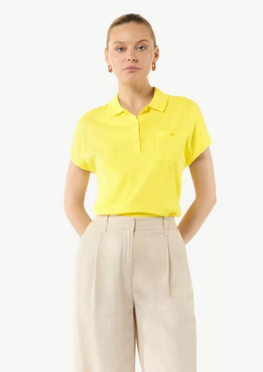 Comma Kurzarmshirt Feinstrick-Poloshirt im Relaxed Fit mit überschnittenen günstig online kaufen