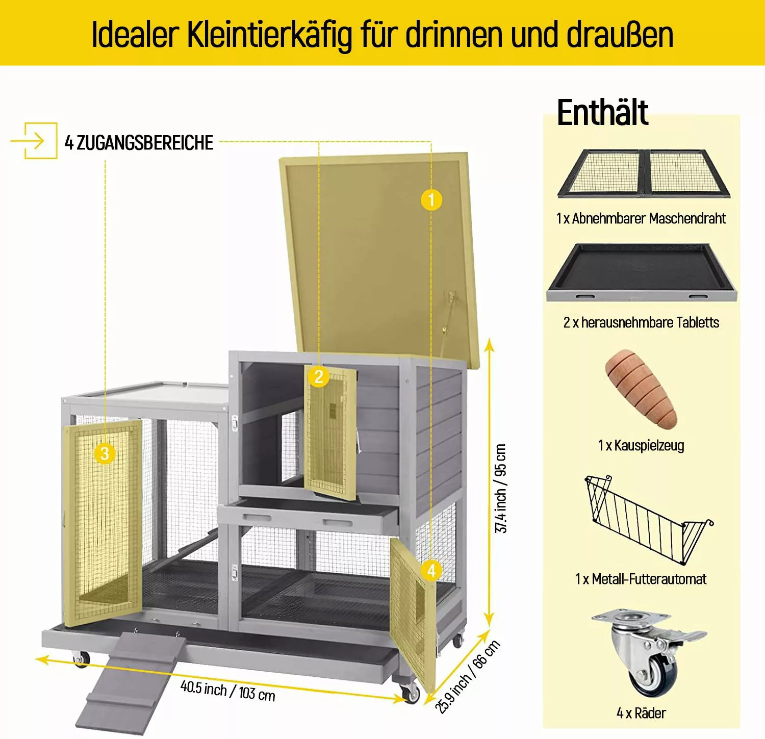 X-ZONE PET Tierhaus Zweistöckiger Winterfester Kaninchenstall, günstig online kaufen