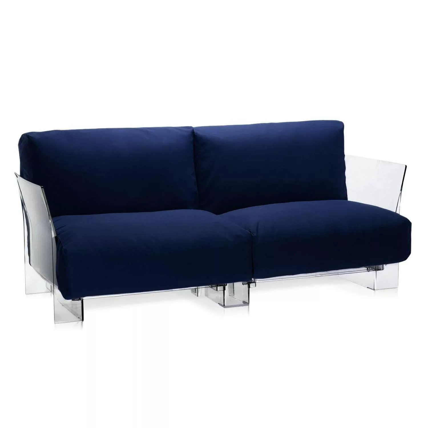 Kartell - Pop Zweisitzer - blau/Stoff Baumwolle Unifarbe/BxTxH 167x94x70cm/ günstig online kaufen