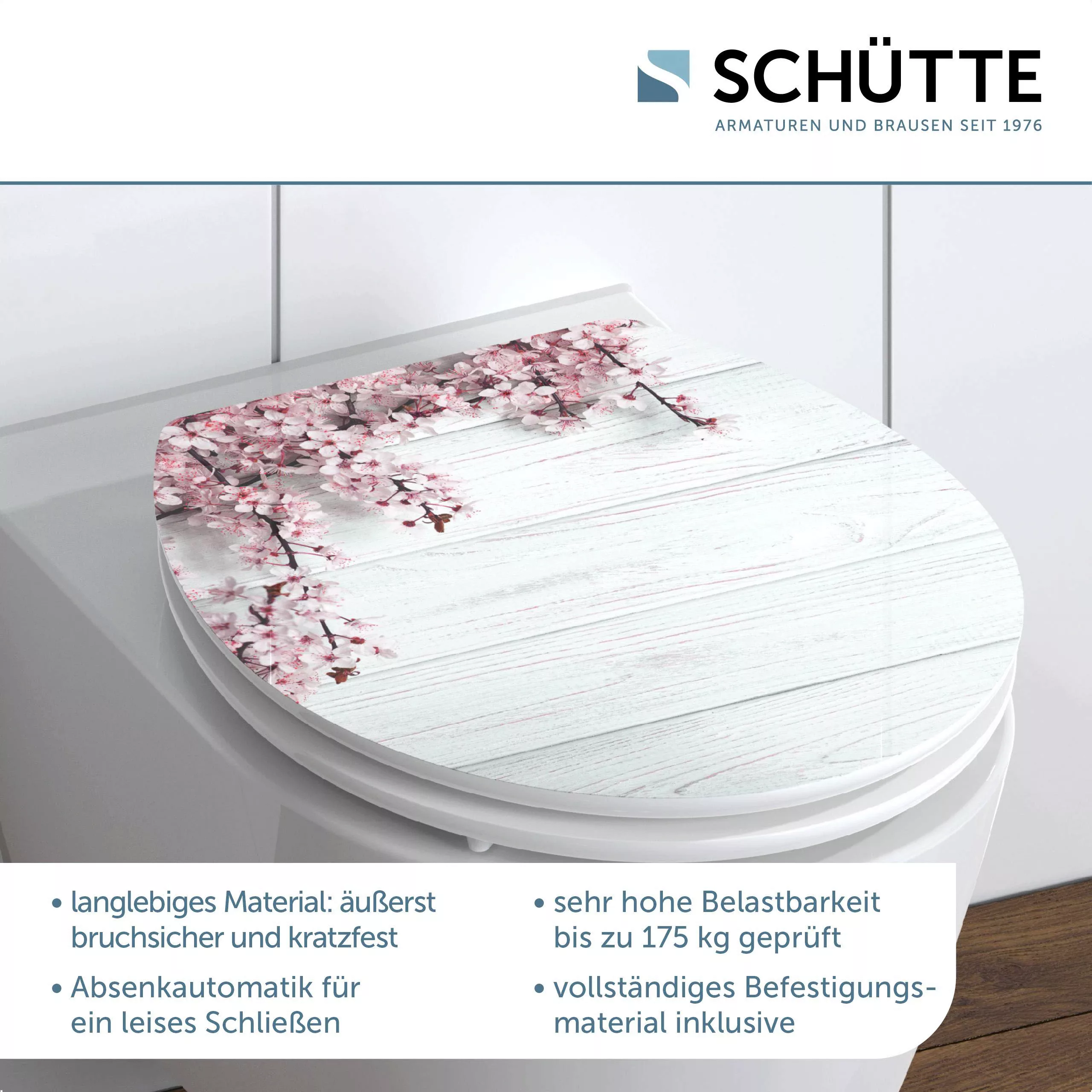 Schütte WC-Sitz »Flowers&Wood«, High Gloss mit MDF Holzkern, mit Absenkauto günstig online kaufen