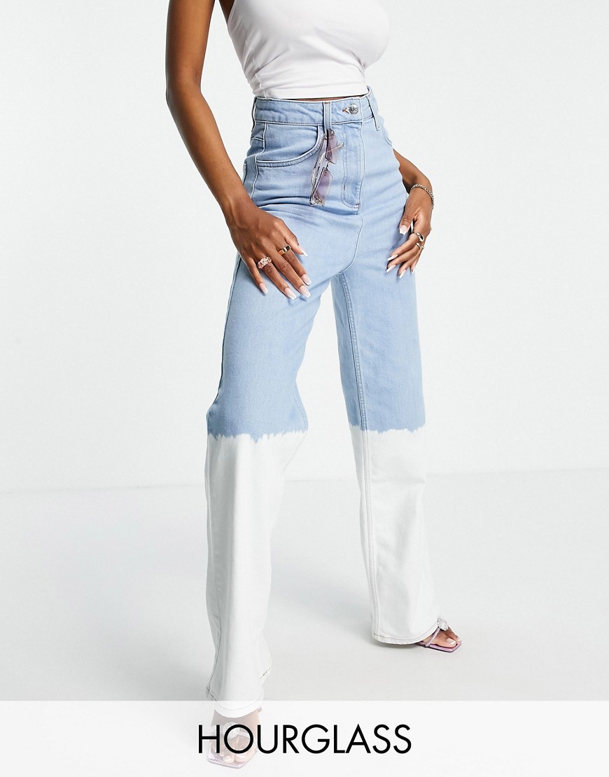 ASOS DESIGN Hourglass – Jeans mit weitem Bein und Bleach-Dip-Dye-Waschung-B günstig online kaufen
