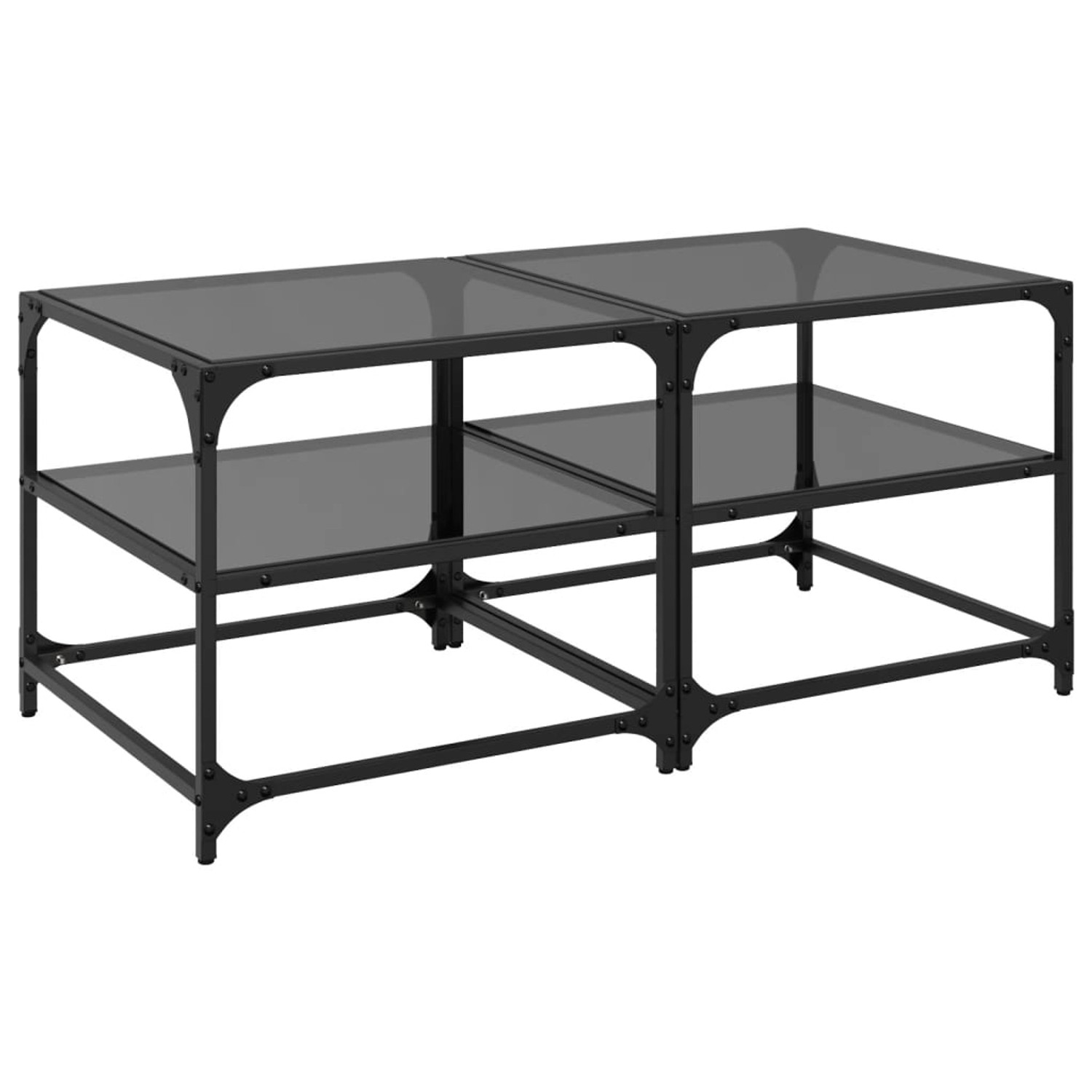 vidaXL Couchtische mit Glasplatten 2 Stk. Schwarz 50x50x45 cm Stahl günstig online kaufen