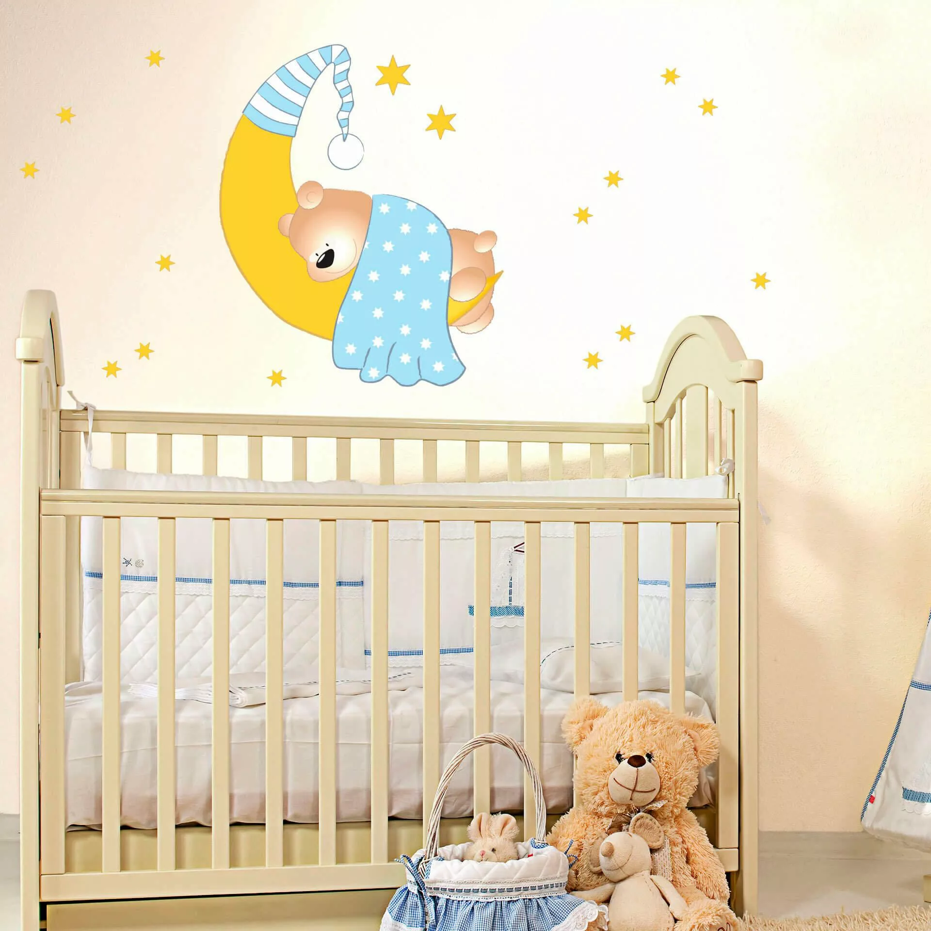 Wall-Art Wandtattoo »Kinderzimmer Bärchen Mond und Sterne«, selbstklebend, günstig online kaufen