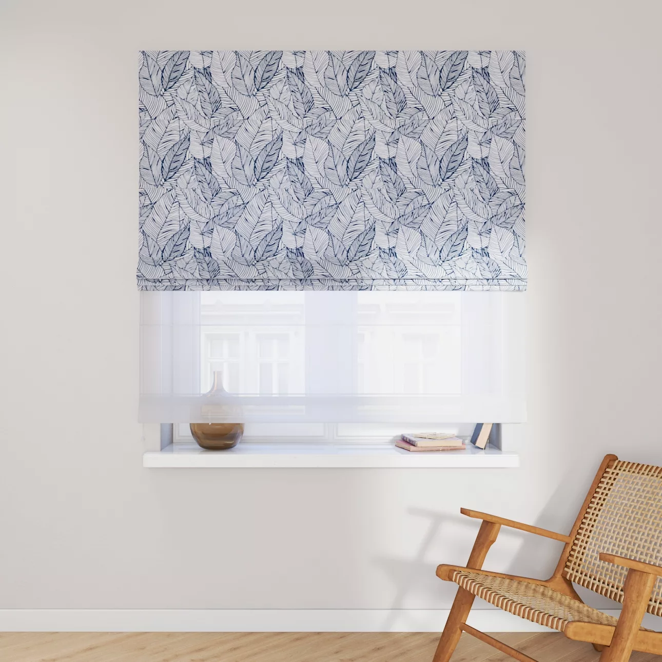 Dekoria Doppelraffrollo Duo, dunkelblau-weiß, 120 x 150 cm günstig online kaufen