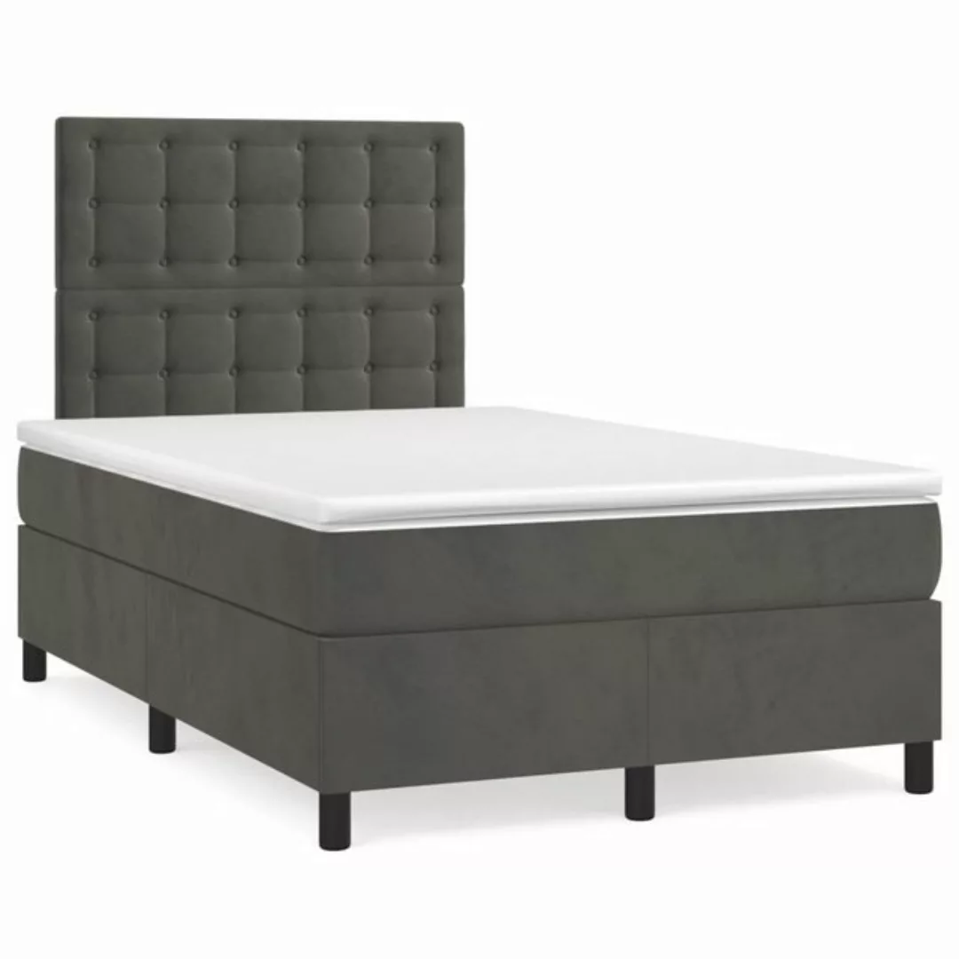 furnicato Bett Boxspringbett mit Matratze Dunkelgrau 120x200 cm Samt (1-tlg günstig online kaufen