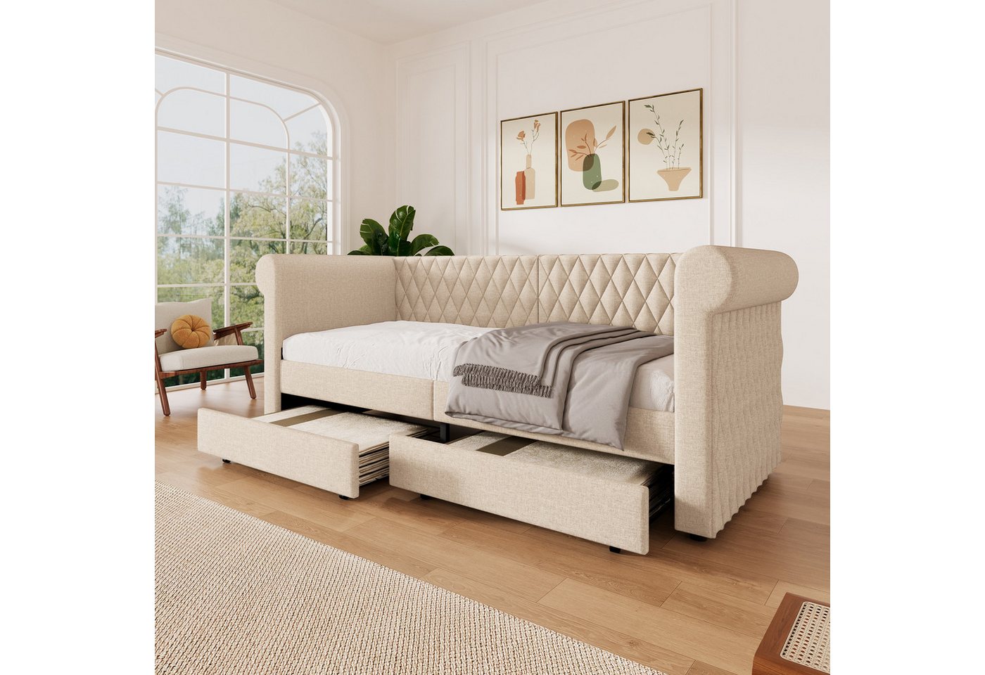 OKWISH Daybett Sofa mit Unterbett (Tagesbett,Polsterbett), mit Lattenrost, günstig online kaufen