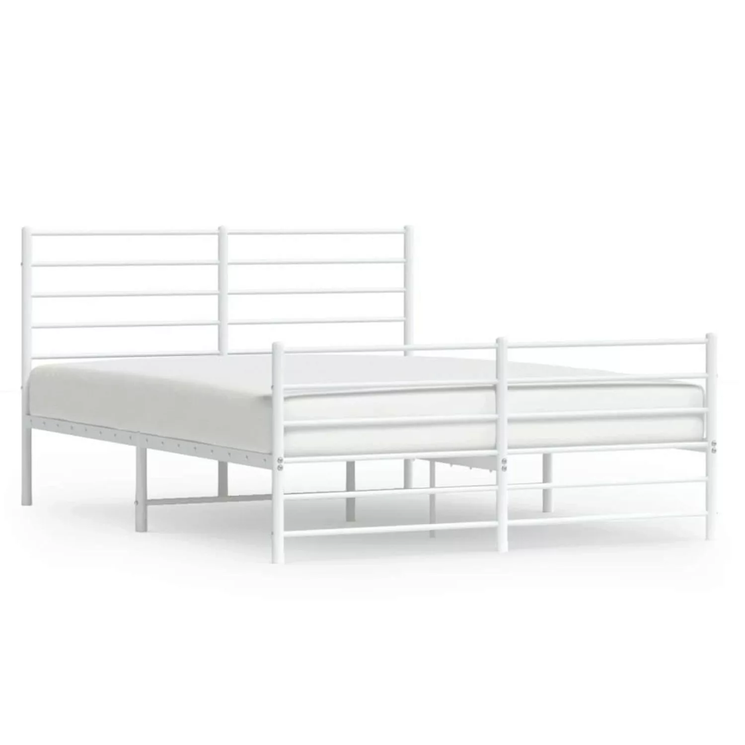 vidaXL Bett, Bettgestell mit Kopf- und Fußteil Metall Weiß 160x200 cm günstig online kaufen