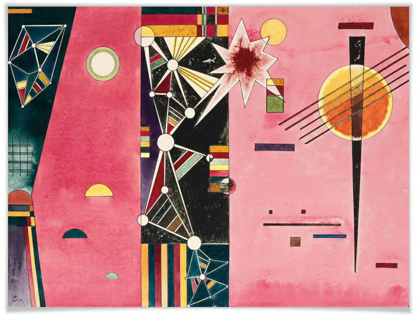 Wall-Art Poster »Kandinsky abstrakte Kunst Rosa Rot«, Abstrakt, (1 St.), Po günstig online kaufen