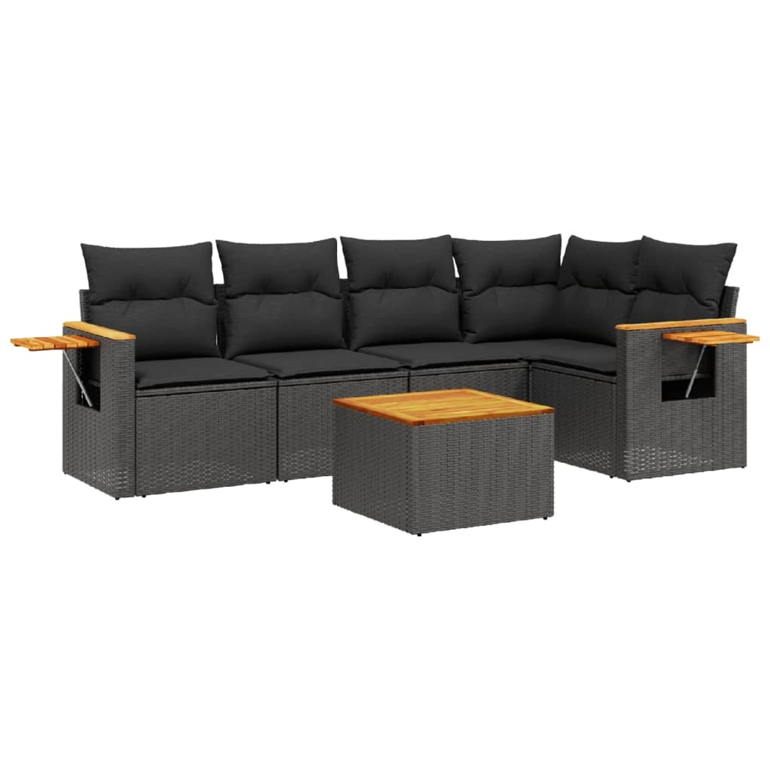 vidaXL 6-Tlg Garten-Sofagarnitur mit Kissen Schwarz Poly Rattan 3226790 günstig online kaufen