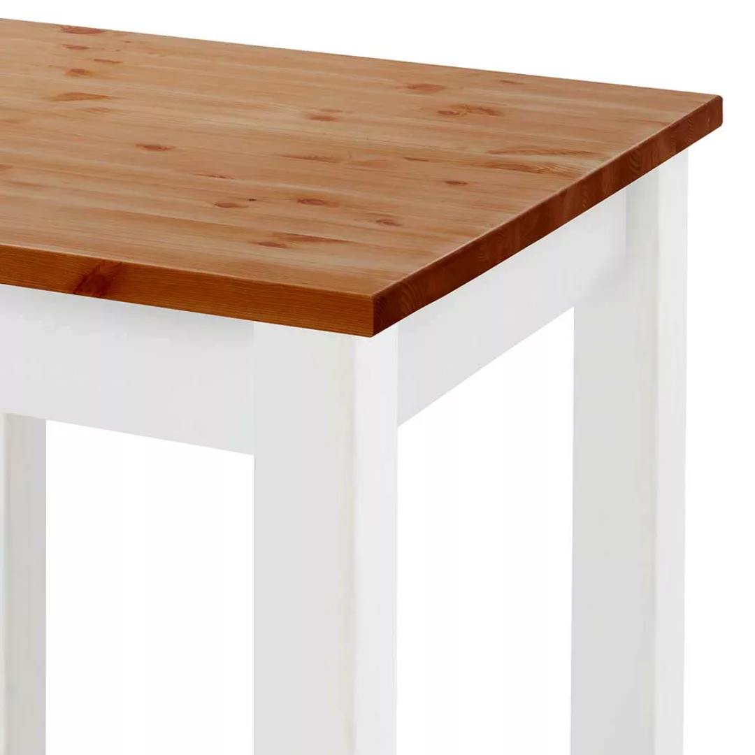 Kiefer massiv Bar Tisch in Bernsteinfarben und Weiß 103 cm hoch günstig online kaufen
