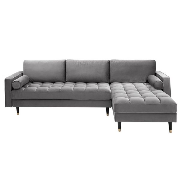 riess-ambiente Ecksofa COZY VELVET 260cm grau / schwarz gold, Einzelartikel günstig online kaufen