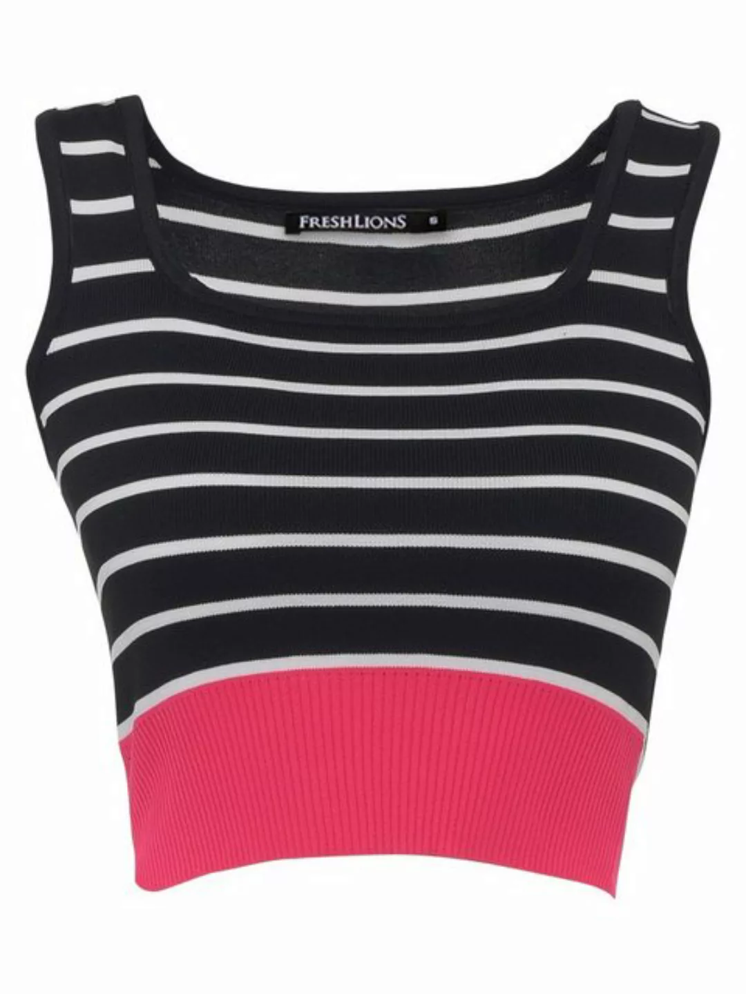 freshlions Stricktop Gestreiftes Strick Top pink/ schwarz Ohne, Taillentunn günstig online kaufen