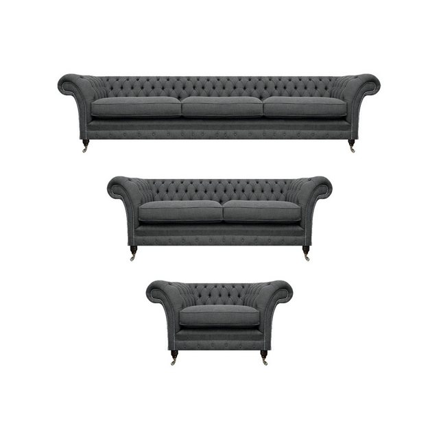 JVmoebel Chesterfield-Sofa Neu Sofagarnitur Grau Komplett 2x Sofas Luxus Se günstig online kaufen