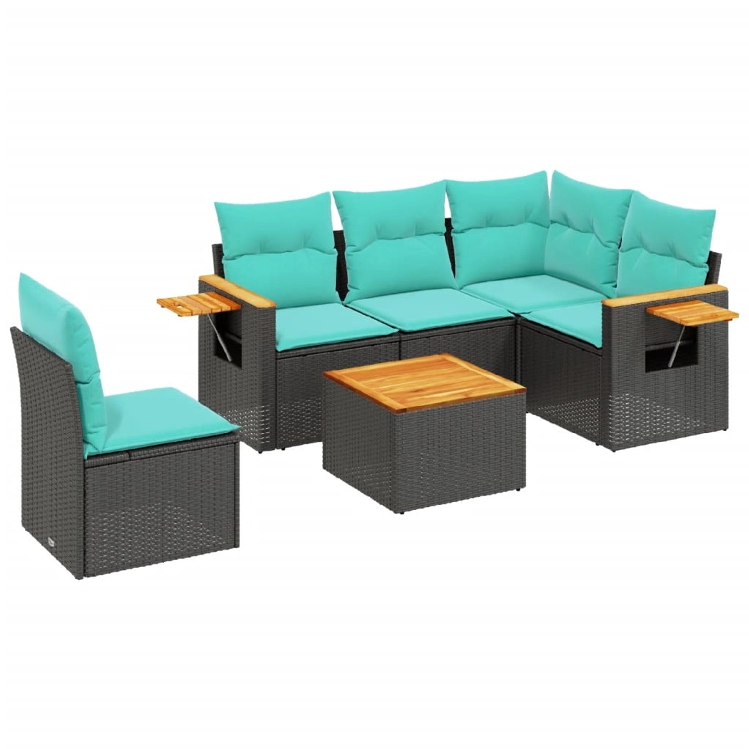 vidaXL 6-Tlg Garten-Sofagarnitur mit Kissen Schwarz Poly Rattan 3226820 günstig online kaufen