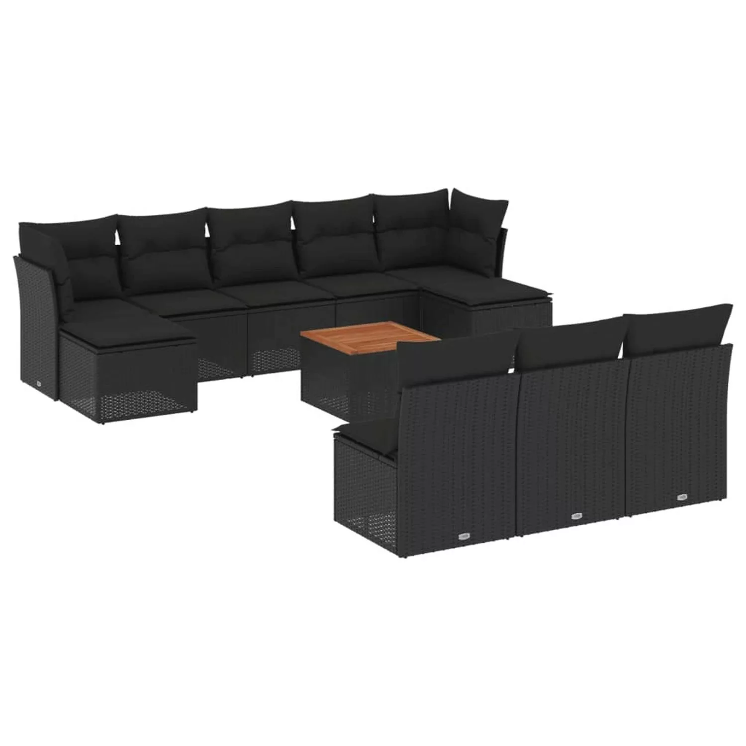 vidaXL 11-tlg Garten-Sofagarnitur mit Kissen Schwarz Poly Rattan Modell 109 günstig online kaufen