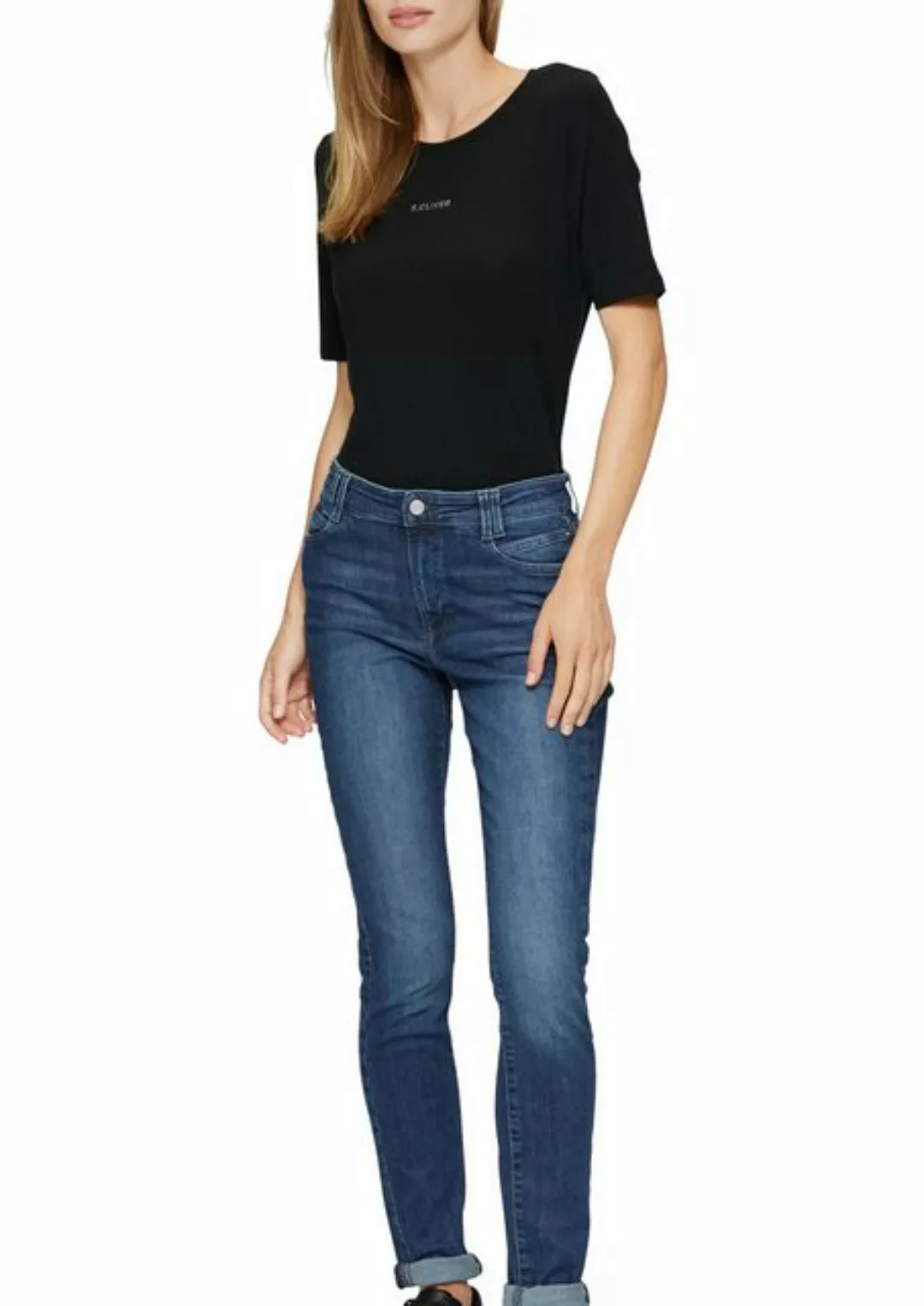 s.Oliver T-Shirt s.Oliver Elastisches T-Shirt mit Label-Print in Sc (1-tlg) günstig online kaufen