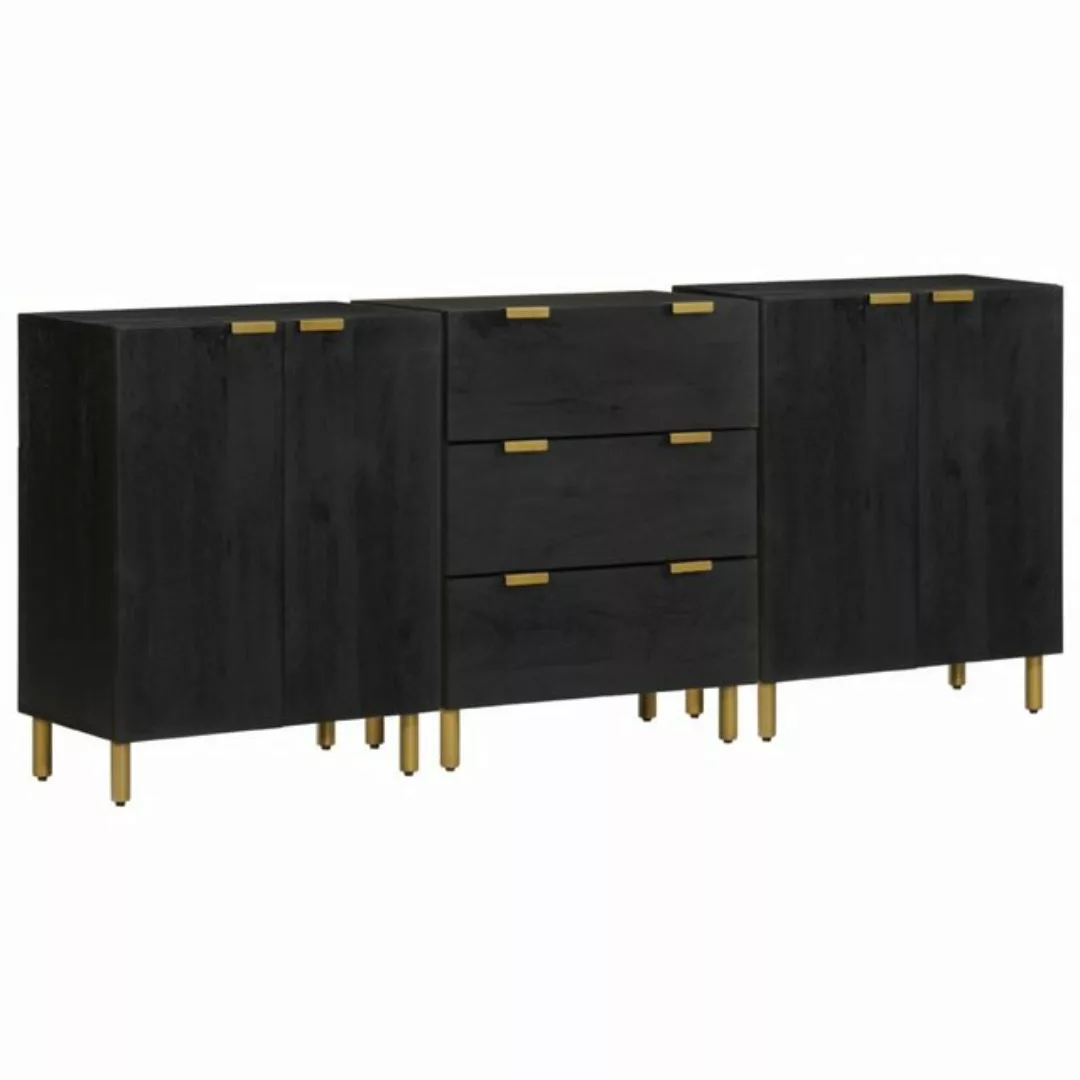 vidaXL Aktenschrank 3-tlg Sideboards Schwarz Spanplatte günstig online kaufen