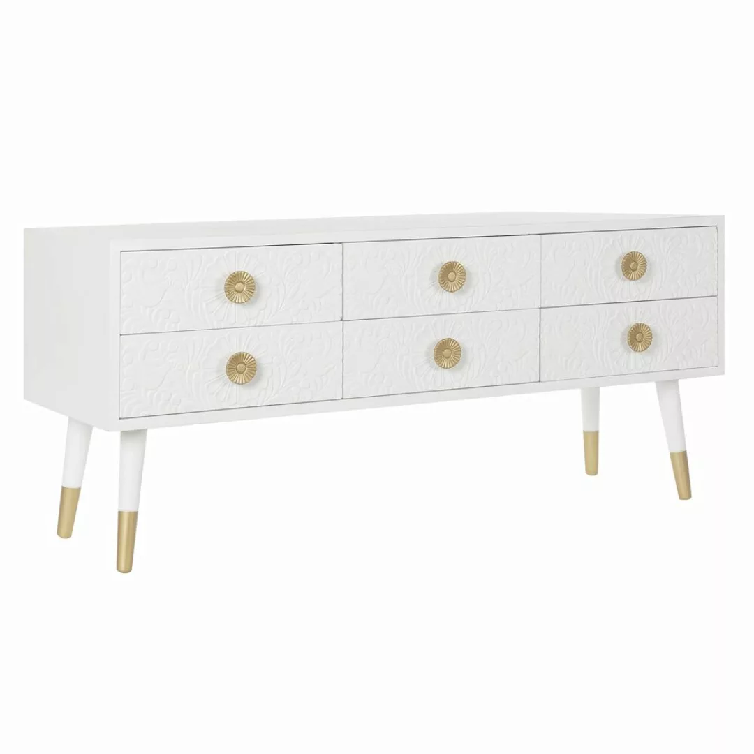 DKD Home Decor TV-Schrank TV-Möbel DKD Home Decor Weiß Gold Tanne Holz MDF günstig online kaufen