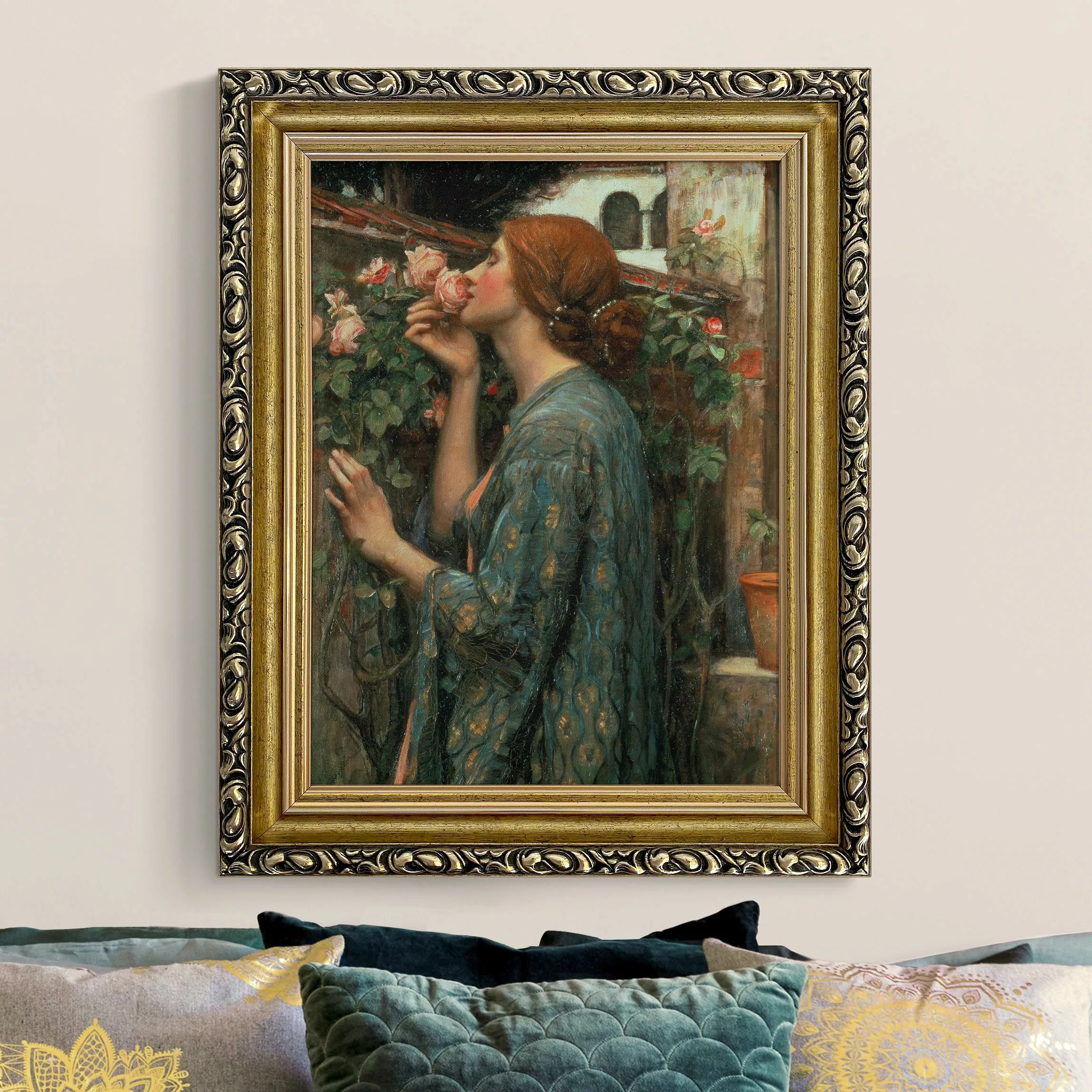 Gerahmtes Leinwandbild John William Waterhouse - Die Seele der Rose günstig online kaufen