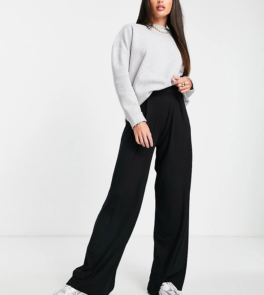 ASOS DESIGN Tall – Basic-Hose aus Jersey mit weitem Bein in Schwarz günstig online kaufen