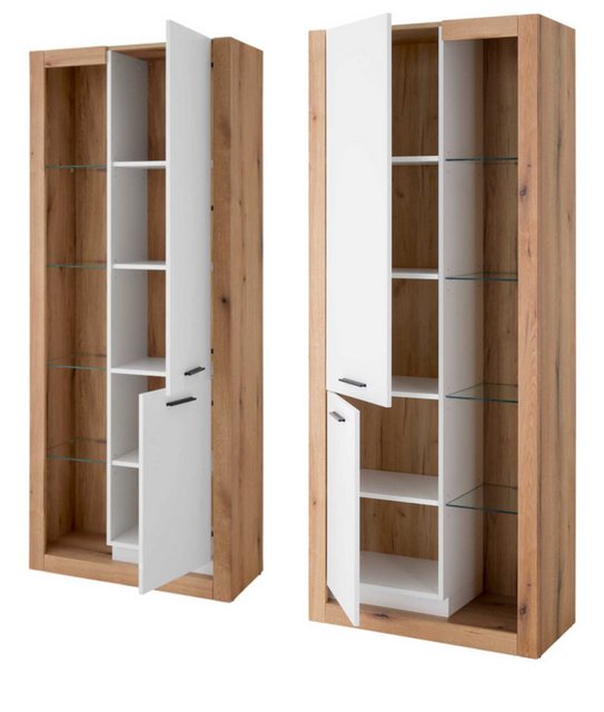 Furn.Design Stauraumvitrine Rivian (set mit 2x Vitrine, Evoke Eiche und wei günstig online kaufen