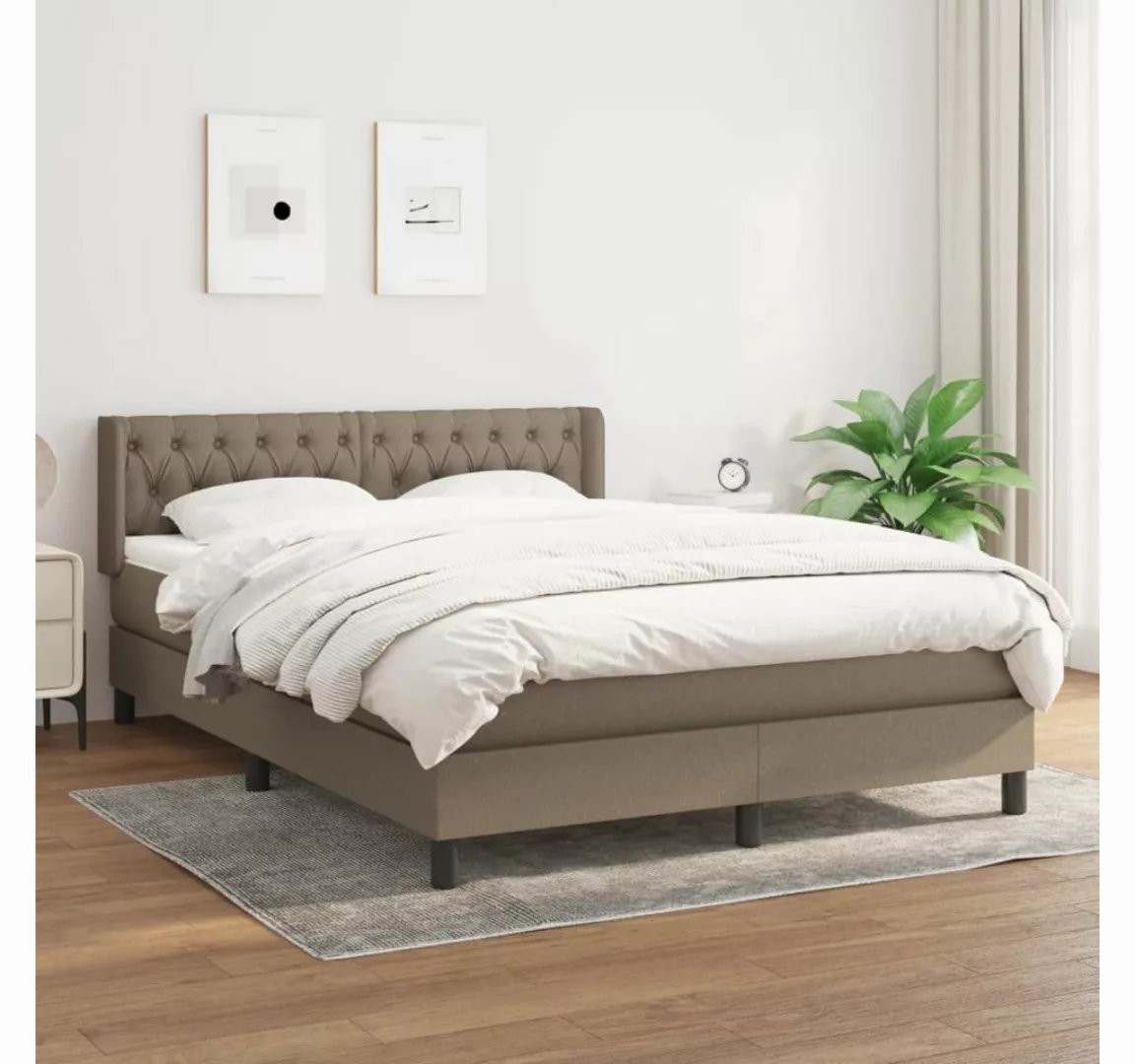 vidaXL Boxspringbett Boxspringbett mit Matratze Creme 140x200 cm Stoff Bett günstig online kaufen