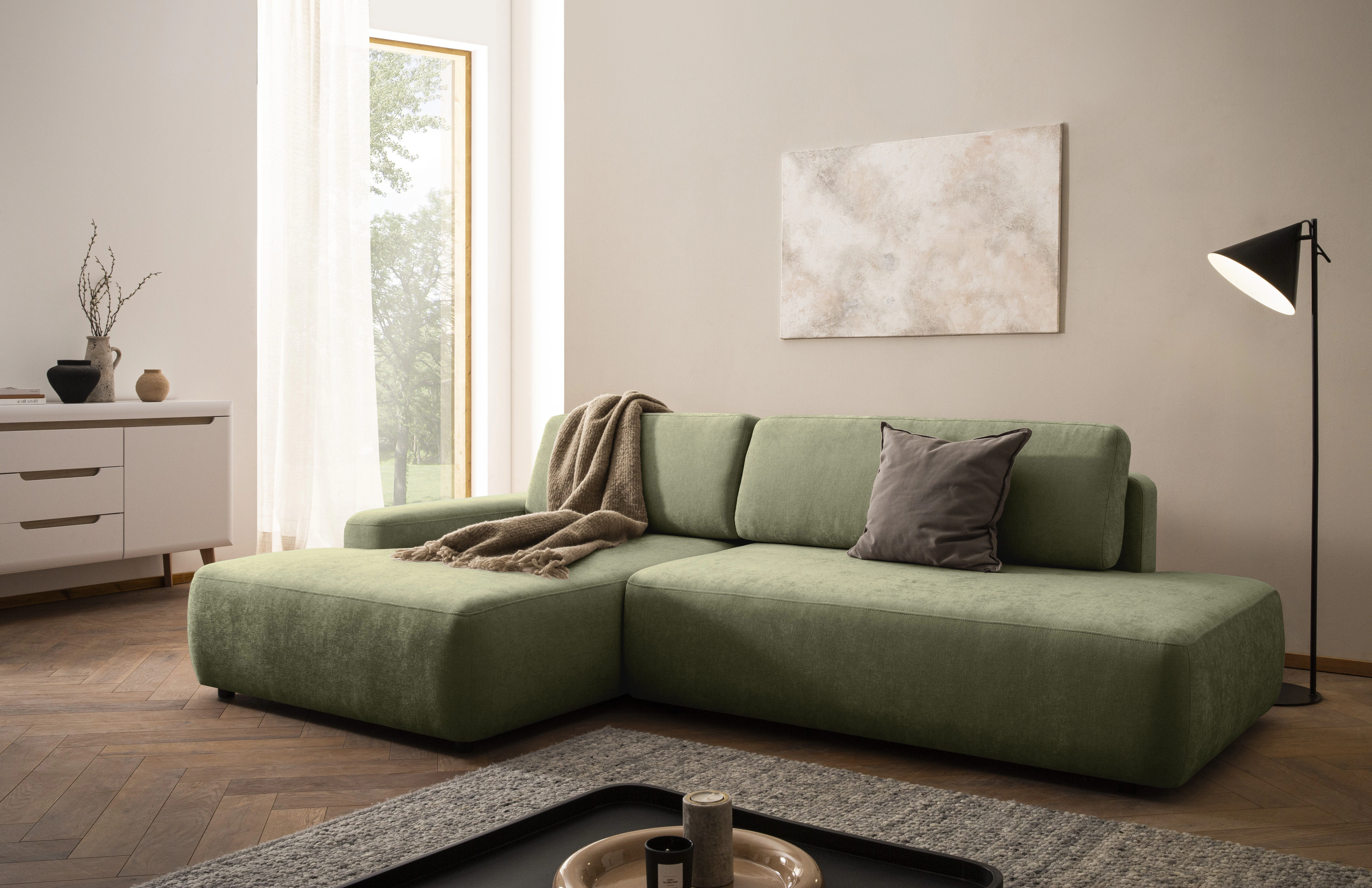 INOSIGN Ecksofa "TORGE, Schlafsofa Cord, Samtvelours u. Strukur fein, Couch günstig online kaufen