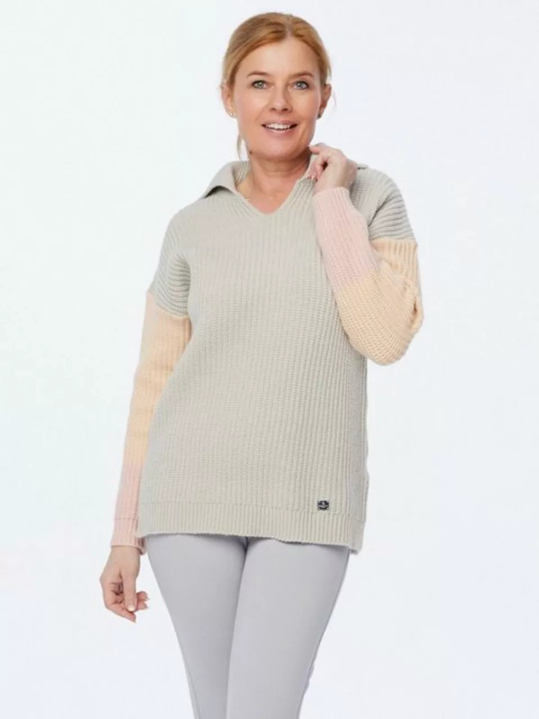 Georg Stiels Stehkragenshirt Strickpullover figurumspielend im Colour Mix günstig online kaufen