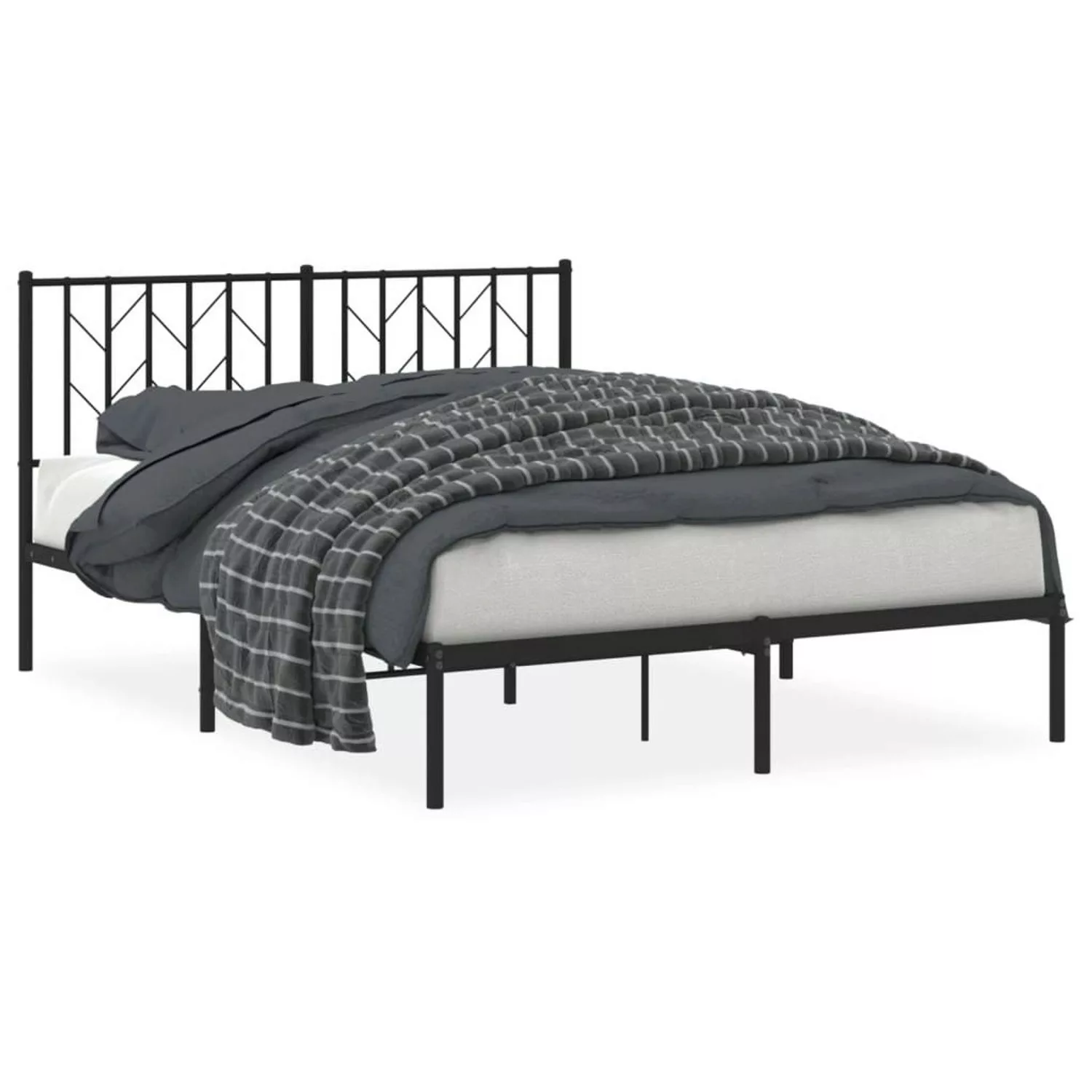 vidaXL Bettgestell Bettgestell mit Kopfteil Metall Schwarz 140x190 cm Bett günstig online kaufen