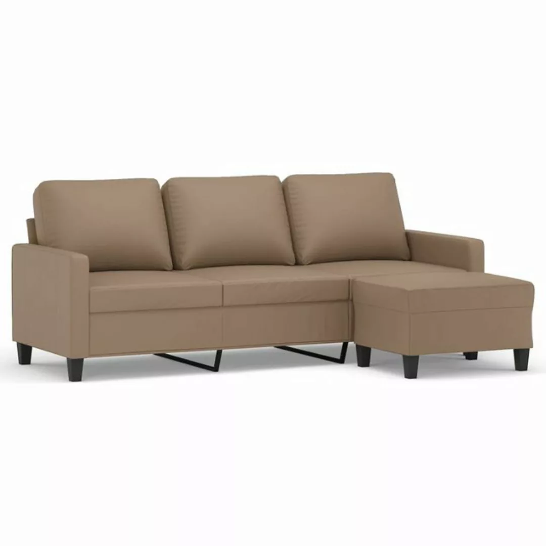 vidaXL Sofa 3-Sitzer-Sofa mit Hocker Kunstleder, Braun günstig online kaufen