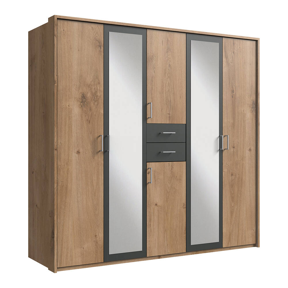 Kleiderschrank 228cm in Eiche DUNMORE-43, inkl. Passepartout günstig online kaufen