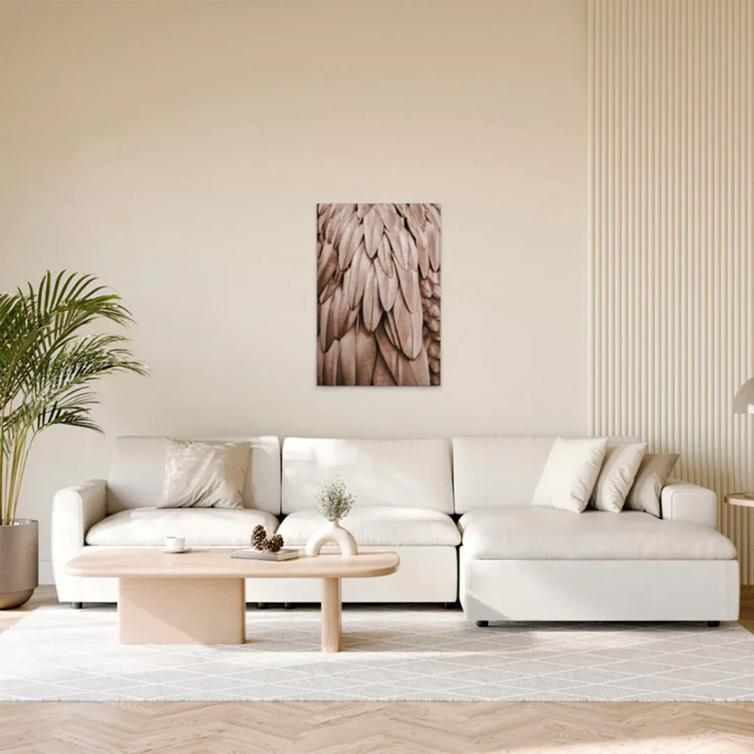 A.S. Création Leinwandbild "Feathers 1 - Wandbild Rosa Beige Keilrahmen Kun günstig online kaufen