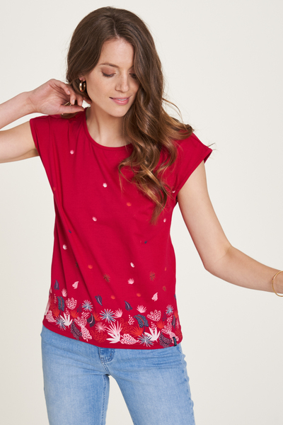 Jersey Shirt Mit Bezauberndem Print In Rot Oder Blau Gots-zertifiziert (S22 günstig online kaufen