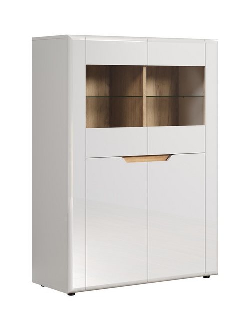 MCA furniture Vitrine Highboard Marlon, weiß Hochglanz / Evoke Eiche günstig online kaufen