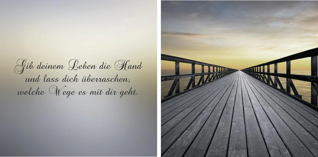 queence Leinwandbild "Weg in die Zukunft", Steg-Sonnenaufgang-Himmel-Kunst- günstig online kaufen