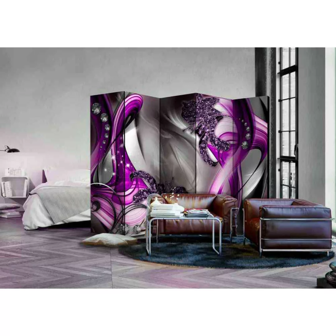 Design Paravent in Violett und Grau Lilien günstig online kaufen