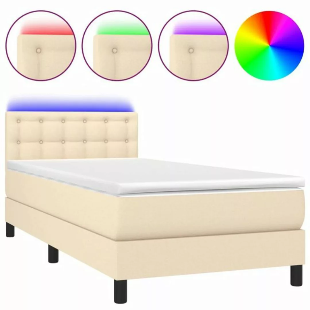 vidaXL Bettgestell Boxspringbett mit Matratze LED Creme 90x200 cm Stoff Bet günstig online kaufen