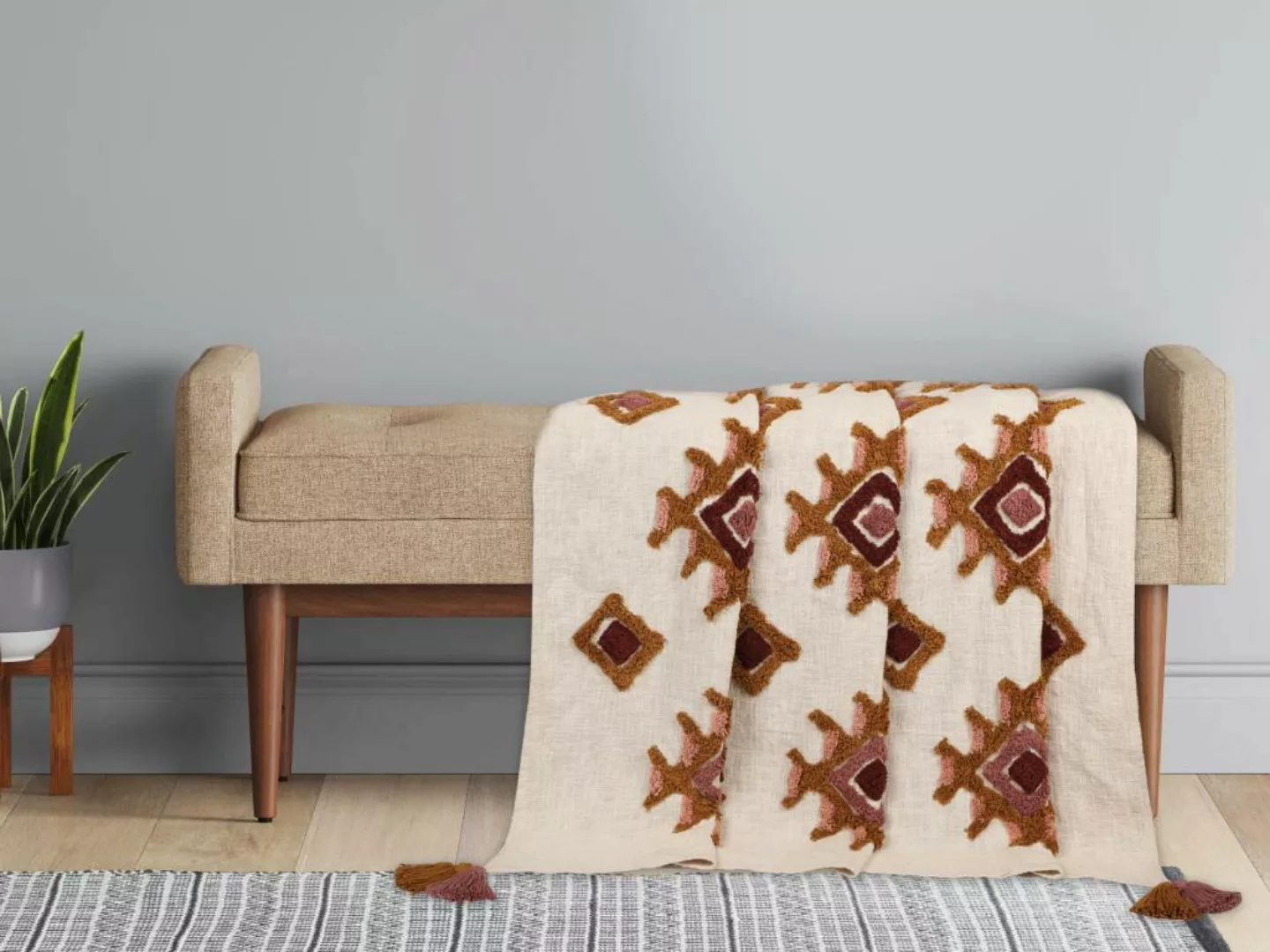 Sofaüberwurf getuftet - 130 x 180 cm - Baumwolle - Mehrfarbig - MAGNA günstig online kaufen