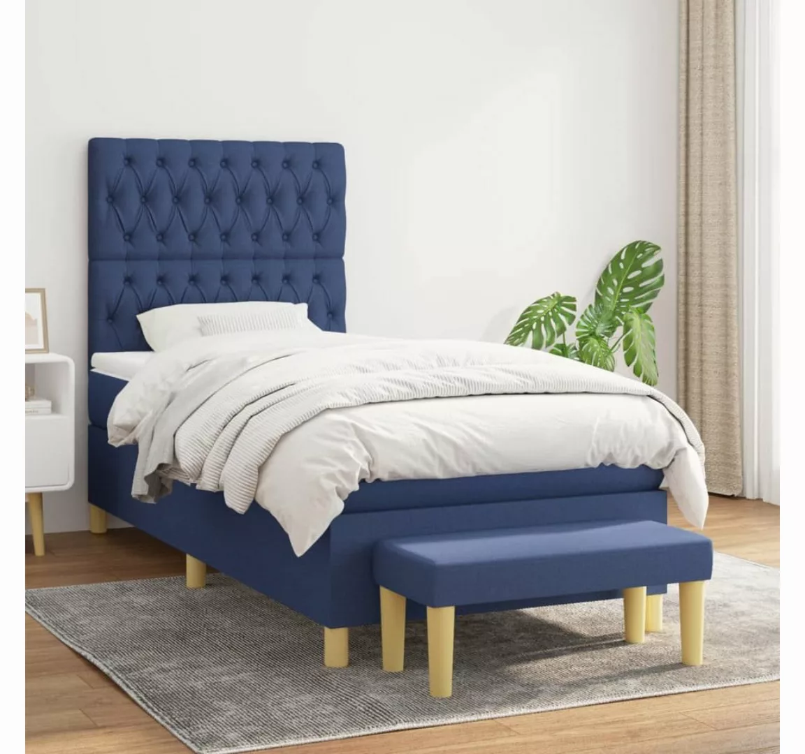 vidaXL Boxspringbett Boxspringbett mit Matratze und Fusshocker Stoff (90 x günstig online kaufen