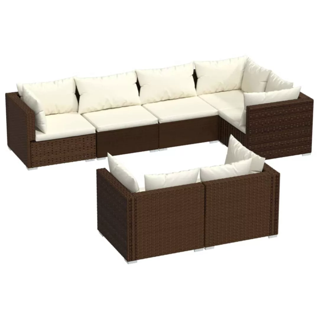 Vidaxl 7-tlg. Garten-lounge-set Mit Kissen Braun Poly Rattan günstig online kaufen