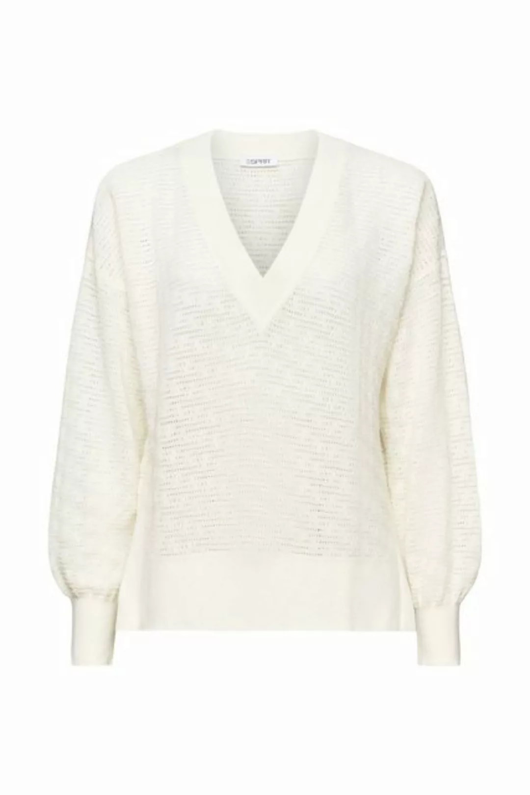 Esprit Sweatshirt Geo Pointelle V, OFF WHITE günstig online kaufen