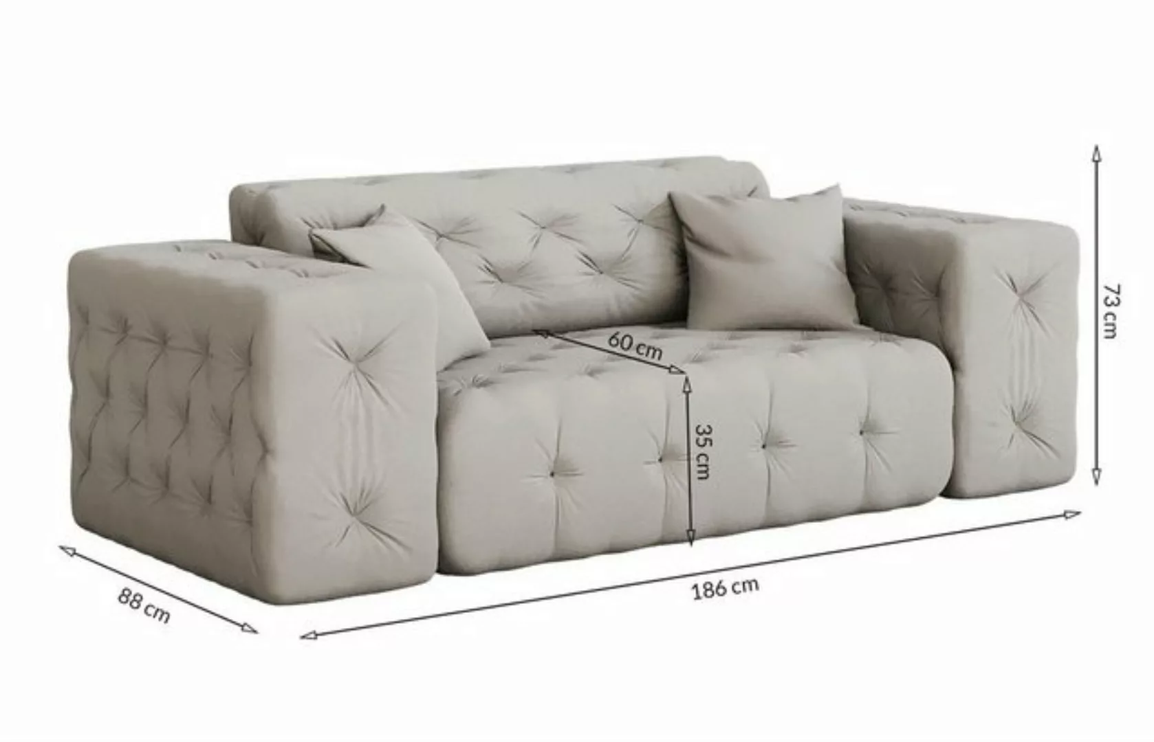 Fun Möbel Sofa Sofa Designersofa CHANTAL 2-Sitzer in Stoff Opera Velvet günstig online kaufen