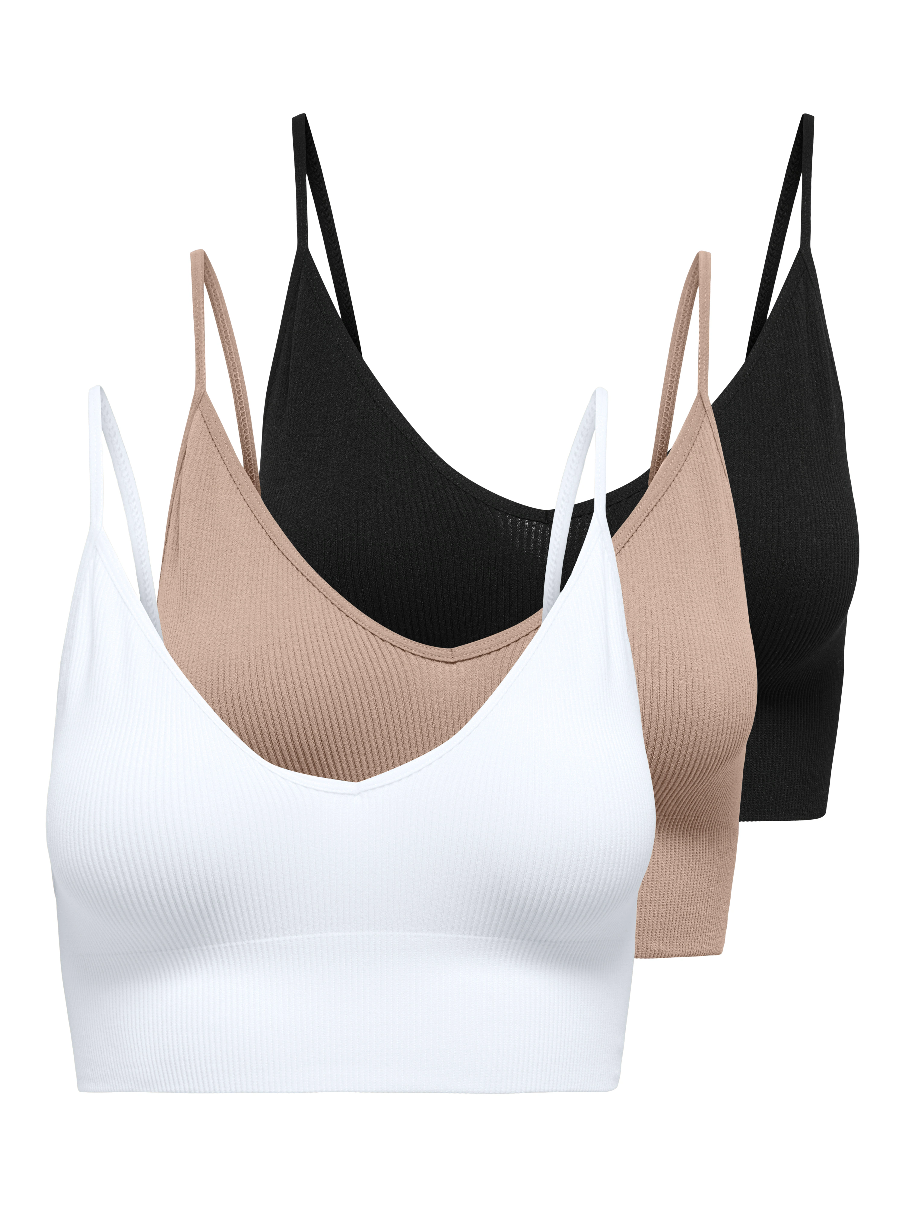 ONLY Bustier "ONLVICKY RIB S-L V-NECK 3-PACK TOP NOOS" günstig online kaufen